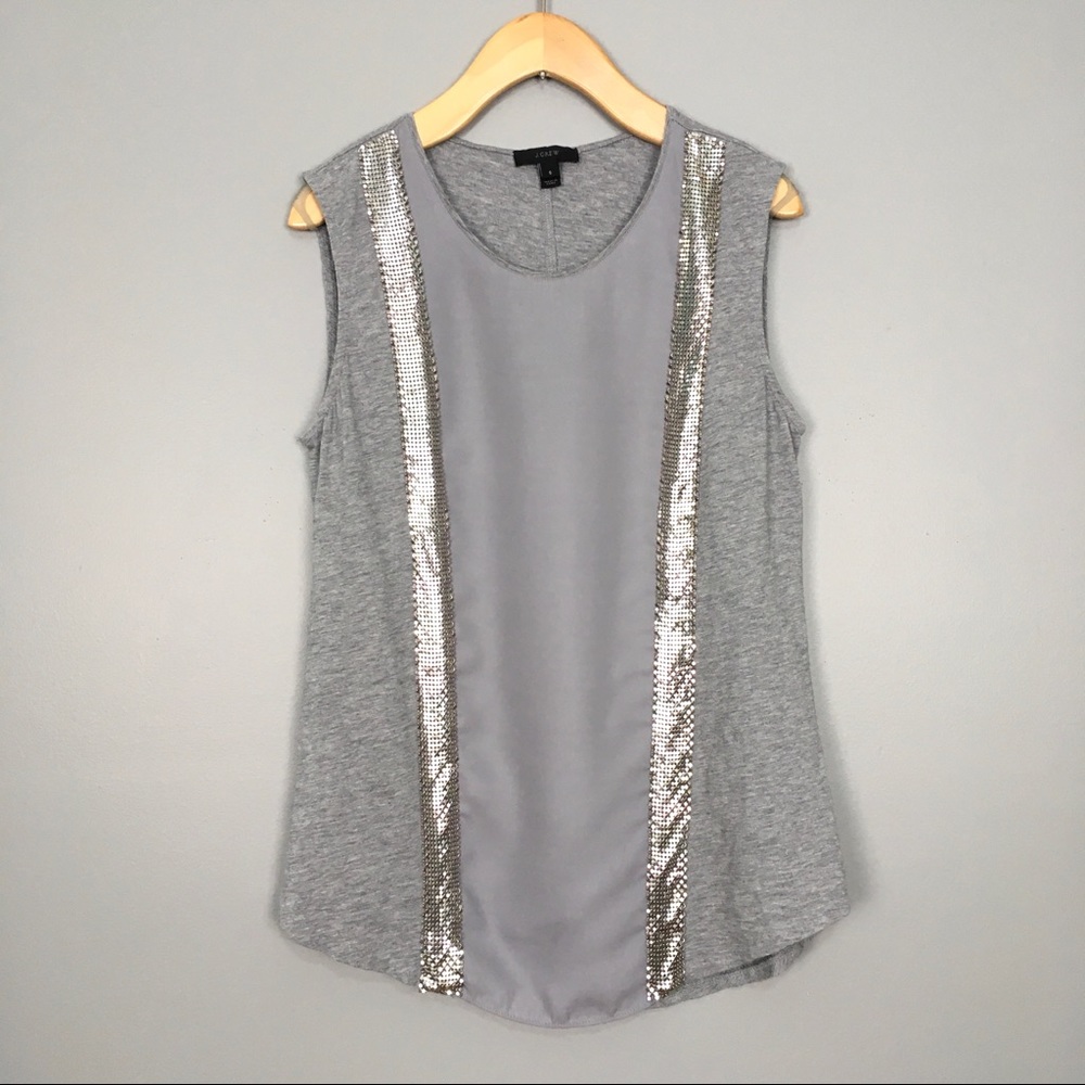 J. Crew Mixed Media Tank Top Chiffon Chain Mail